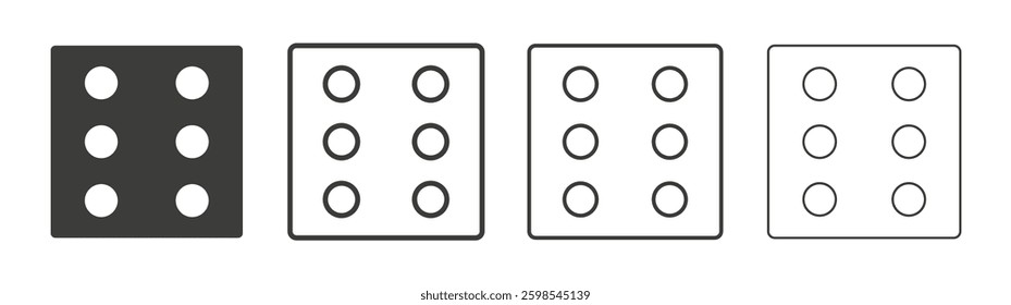 Dice six line icon vector illustration set.