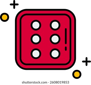 Dice six Line vector Icon Design