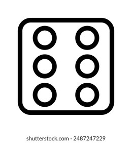 Marca de logotipo lineal Dice Six en blanco y negro