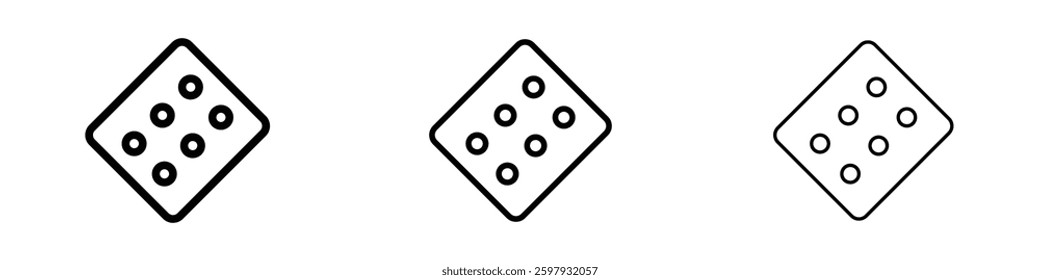 Dice six thin line vector icon set.