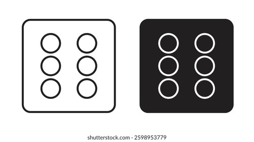 Dice six vector line icon illustration collection.
