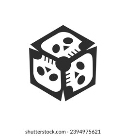 Dice with a skull on the sides. Vector illustration