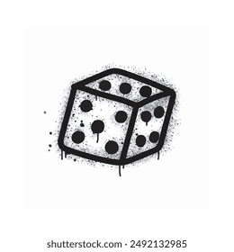 Dice spray painted black on white. Dice symbol. isolated on white background. vector illustration