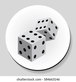 Dice sticker icon flat style. Vector illustration