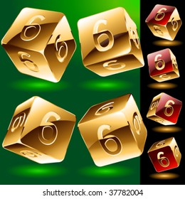 Dice styled cube's set with alphabet symbols. Number 6