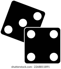 Dice symbol, flat style black color vector icon dice object. Trendy lucky seven number casino design template isolated on white background.