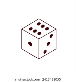 Dice for tabletop game. Six-sided D6 for roleplay. Entertainment and hobby. Isolated drawing on a white background.