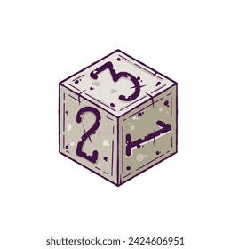 Dice for tabletop game. Six-sided D6 for roleplay. Entertainment and hobby. Isolated drawing on a white background.