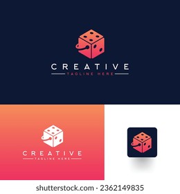 Dice Tech Simple and Cubical Logo Design Concept. Gaming Tech Logo Vector Illustration