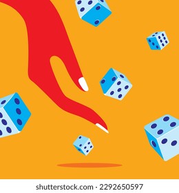 dice. Template for gambling. Throwing dice. dice on the table. Gambler concept. Playing in hand. Vector illustration flat design