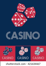 Dice with text  CASINO  in retro style