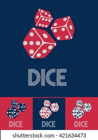 Dice with text  DICE  in retro style