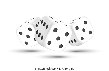 
Dice. Three dices with black dots on a white background. 3D effect Vector illustration.