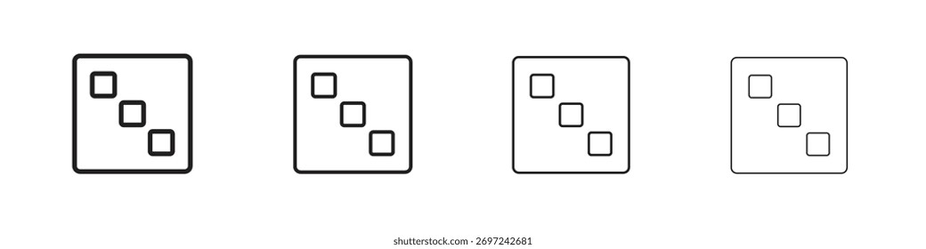 Dice three icon collection. Line vector sign, symbol for web and mobile