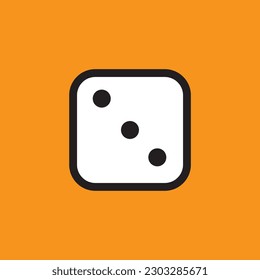 Dice Three icon design features a set of dice displaying the number three in one of them, representing a possible outcome in a game of chance or luck.