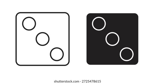 Dice three icon with glyph and line. black vector icons for Web UI