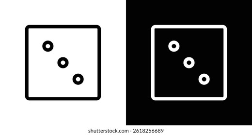 Dice three icon shape graphic simple plain clipart symbol. thin line outline art