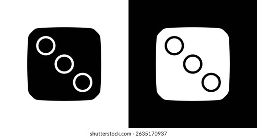 Dice three icon Vector in flat style. Collection silhouettes
