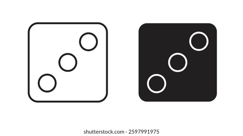 Dice three line icon vector set.