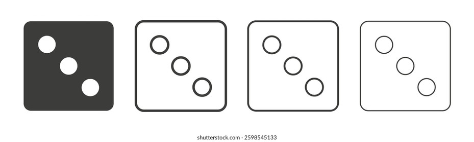Dice three line icon vector illustration set.