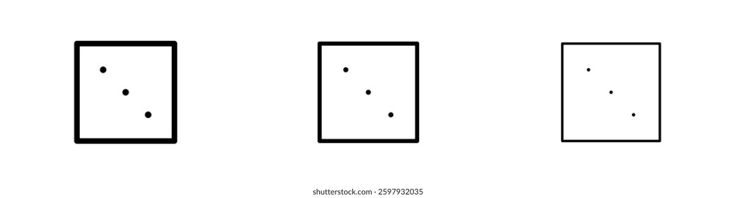 Dice three thin line vector icon set.