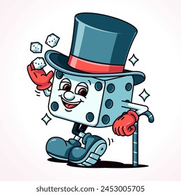 Dice with tophat, cartoon mascot