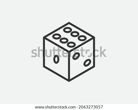 Dice toy icon on white background. Line style vector.