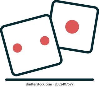 Dice Two Color Vector Line Icon Design