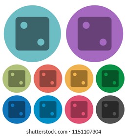 Dice two darker flat icons on color round background