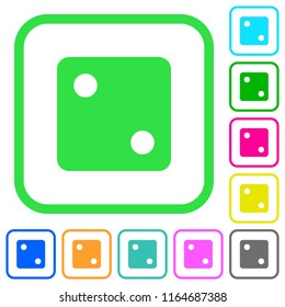 Dice two vivid colored flat icons in curved borders on white background