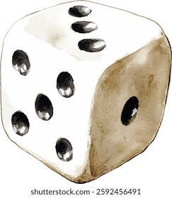 Dice in various colors one of the equipment in gambling games, watercolor vector illustrations isolated on white background
