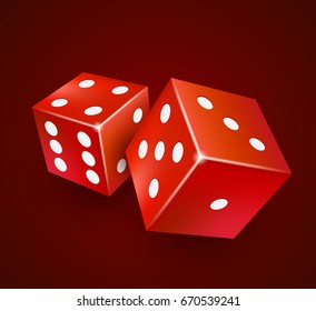 Dice vector design. Two dice casino gambling template concept. Casino background