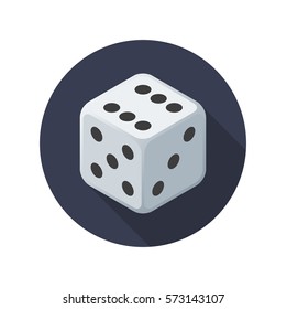 Dice vector icon. Cube symbol in isometric with long shadow. Gambling concept. Vector illustration EPS 10.
