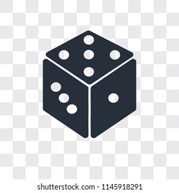 Dice vector icon isolated on transparent background, Dice logo concept