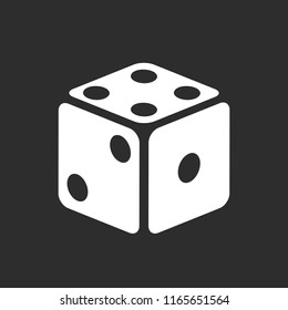 Dice vector icon isolated on black background