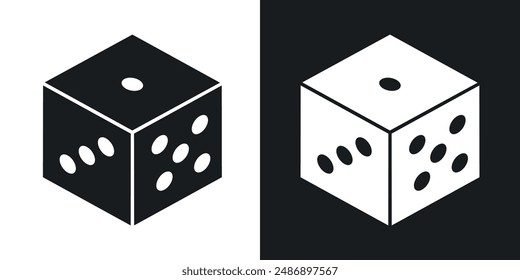 Dice vector icon set in solid black and white color
