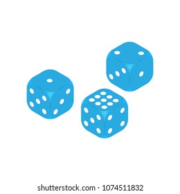 Dice vector icon. three dice casino gambling template concept. Flat isolated vector illustration, on a white background.