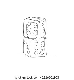Dice vector illustration drawn in line art style