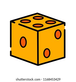 A dice vector illustration in line color design