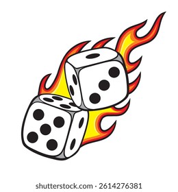 dice vector illustration dice on flame design