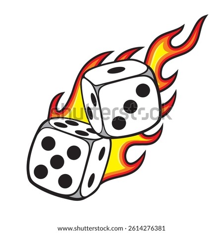 dice vector illustration dice on flame design