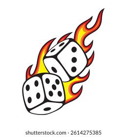 dice vector illustration two dice on fire design