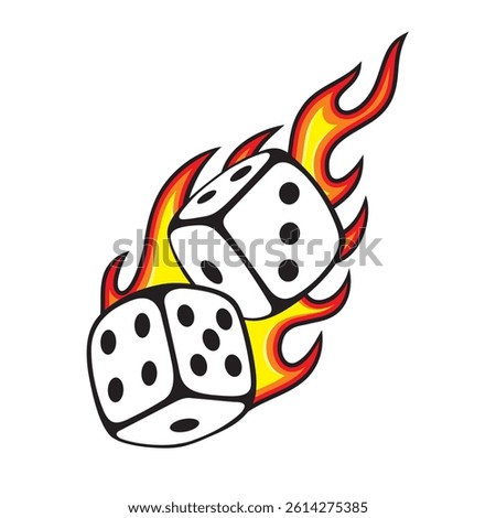 dice vector illustration two dice on fire design
