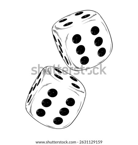 dice vector line art hand drawn illustration