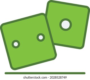 Diseño de icono verde relleno de la línea del vector de dados
