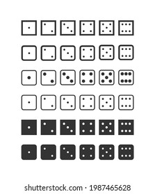 Dice vector line icon set