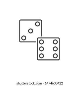 Dice vector linear icon. Dices concept symbol in thin line style