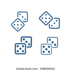 Dice vector linear icon set. Dice symbol