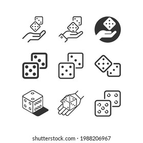 Dice vector linear icon set. Dice symbol