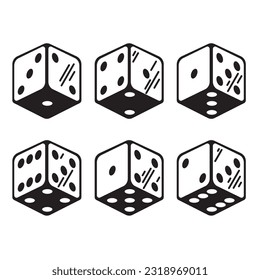Dice la silueta vectorial. Fondo blanco aislado del icono negro y blanco